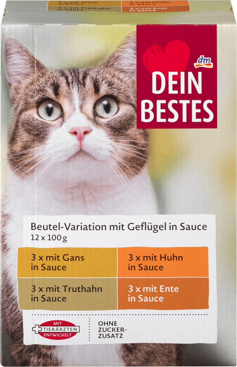 Влажный корм для кошек Dein Bestes Beutel-Vorteilspack in Sauce mit Geflügel, (12 уп х 100 гр = 1200 гр)
Влажный корм для кошек Dein Bestes Beutel-Vorteilspack in Sauce mit Geflügel, (12 уп х 100 гр = 1200 гр)