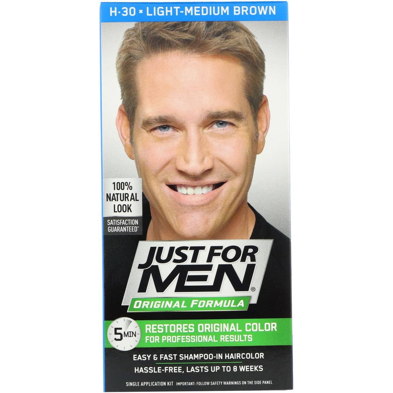 Just for Men, Мужская краска для волос Original Formula, оттенок светло-коричневый H-30, одноразовый комплект
Just for Men, Мужская краска для волос Original Formula, оттенок светло-коричневый H-30, одноразовый комплект