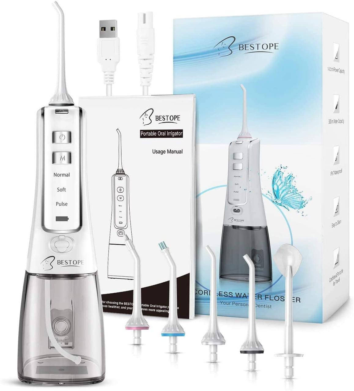 BESTOPE Water Flosser для зубів - 300 мл портативний бездротовий ірригатор для порожнини рота з 3 режимами очи
BESTOPE Water Flosser для зубів - 300 мл портативний бездротовий ірригатор для порожнини рота з 3 режимами очи