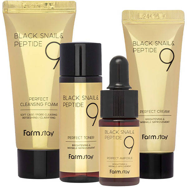 Набор миниатюр для ухода за кожей Farmstay Black Snail & Peptide 9 Mini kit 20 мл, 30 мл, 13 мл, 30 мл
Набор миниатюр для ухода за кожей Farmstay Black Snail & Peptide 9 Mini kit 20 мл, 30 мл, 13 мл, 30 мл