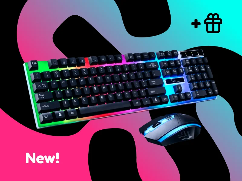 Игровой набор клавиатура+ мышка с LED подсветкой Combo gamer K01 UKC+ коврик в ПОДАРОК, Черный
Игровой набор клавиатура+ мышка с LED подсветкой Combo gamer K01 UKC+ коврик в ПОДАРОК, Черный