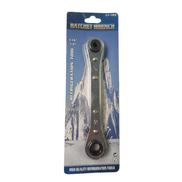Ключ холодильный храповый CT-123-L (1/4” 3/16” 9/16” 1/2”) 
Ключ холодильный храповый CT-123-L (1/4” 3/16” 9/16” 1/2”)
