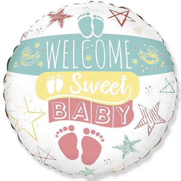 Фольгированный круглый шар Flexmetal Welcome Sweet Baby, шарики на выписку из роддома 18" 46 см, Разные цвета
Фольгированный круглый шар Flexmetal Welcome Sweet Baby, шарики на выписку из роддома 18" 46 см, Разные цвета
