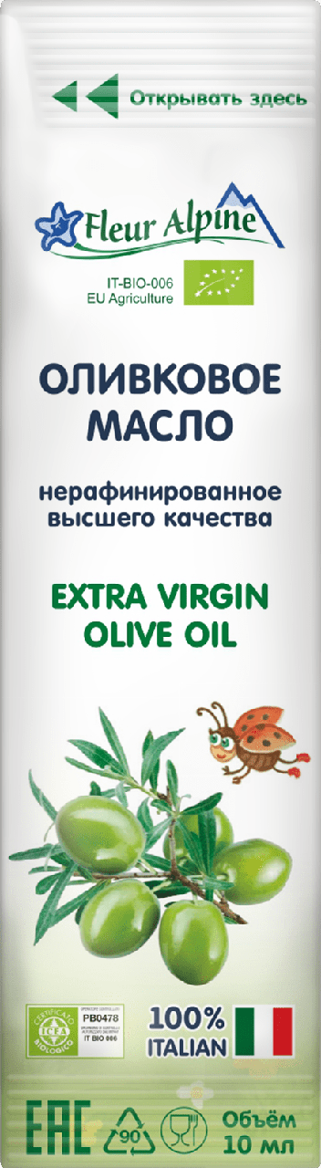 Оливковое масло Fleur Alpine первого холодного отжима Extra Virgin, для всей семьи, сашет 10 мл
Оливковое масло Fleur Alpine первого холодного отжима Extra Virgin, для всей семьи, сашет 10 мл