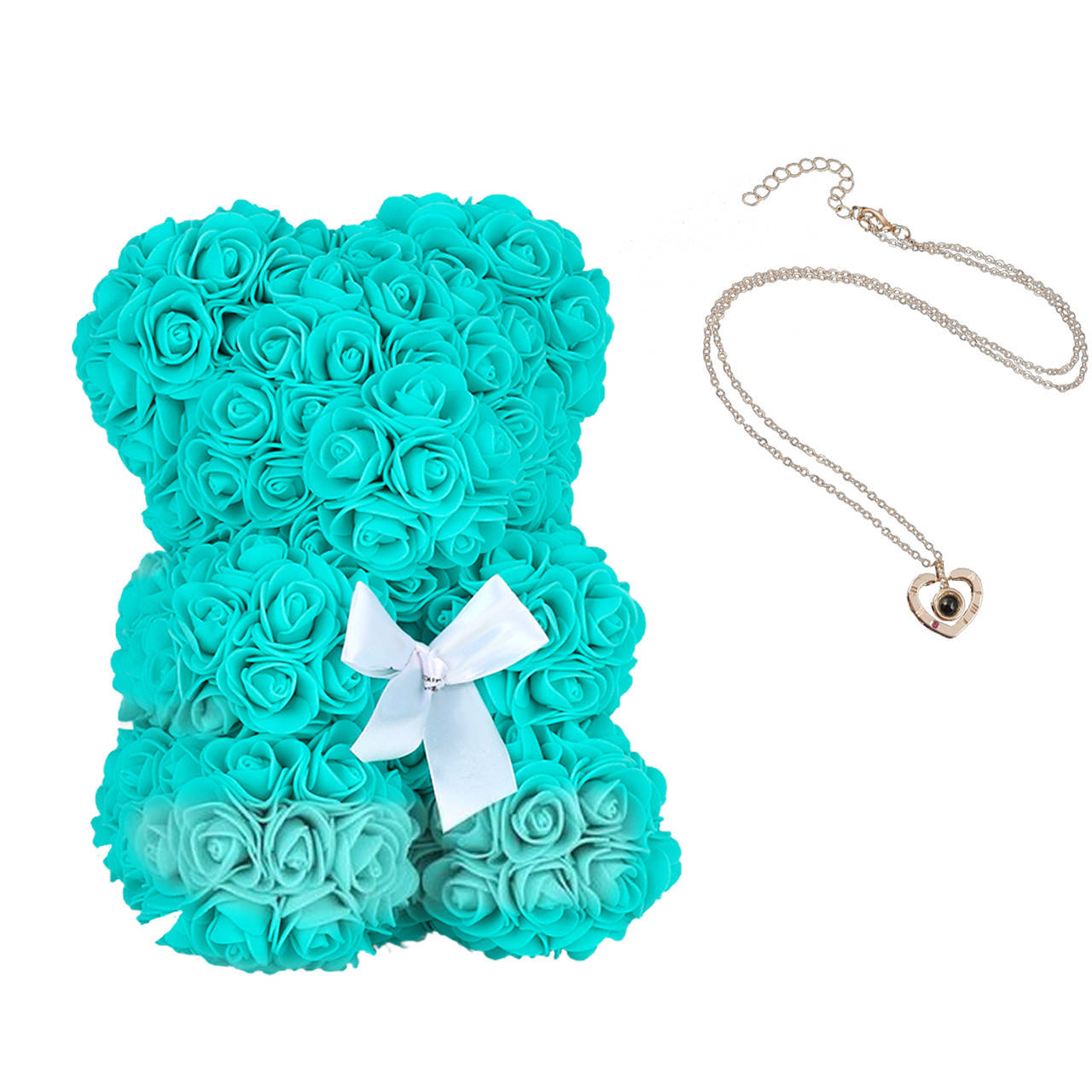Мишка из роз 25см Teddy Flower Bear оригинальный подарок девушке медведь из цветов Бирюзовый+Кулон I love you
Мишка из роз 25см Teddy Flower Bear оригинальный подарок девушке медведь из цветов Бирюзовый+Кулон I love you