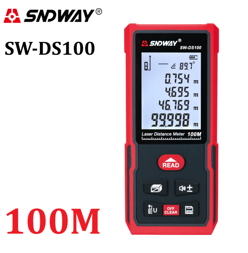 Лазерный дальномер SNDWAY SW-DS100, лазерная рулетка на 100 метров и угол наклона DS100
Лазерный дальномер SNDWAY SW-DS100, лазерная рулетка на 100 метров и угол наклона DS100