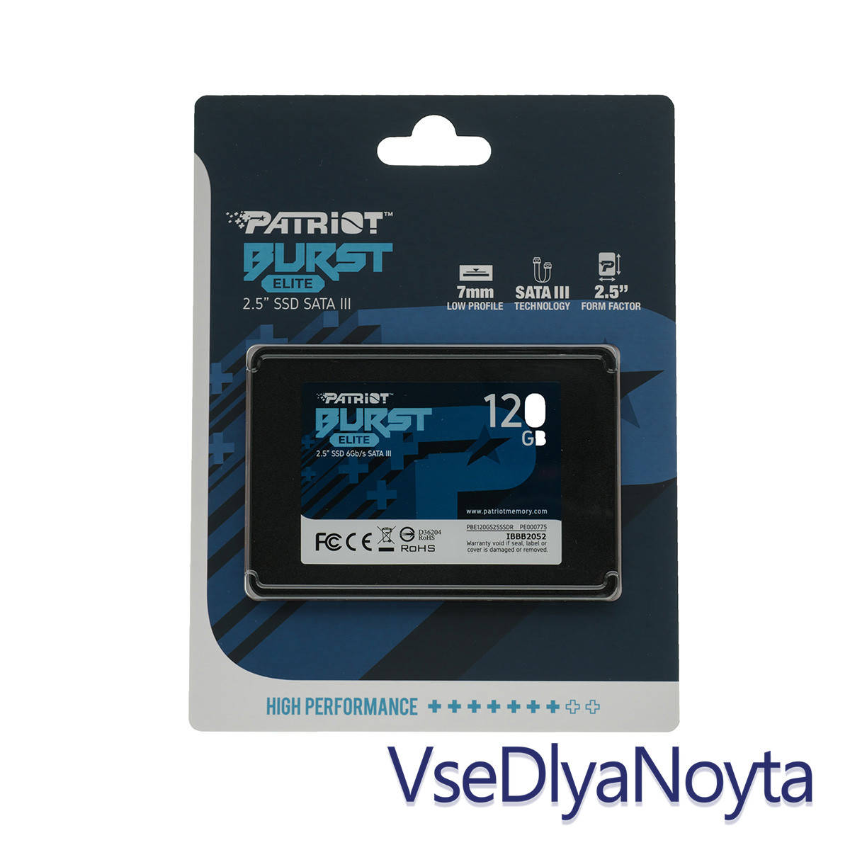 Жесткий диск 2.5" SSD 120Gb Patriot Burst Elite Series, PBE120GS25SSDR, 3D QLC, SATA-III 6Gb/s, зап/чт. -
Жесткий диск 2.5" SSD 120Gb Patriot Burst Elite Series, PBE120GS25SSDR, 3D QLC, SATA-III 6Gb/s, зап/чт. -