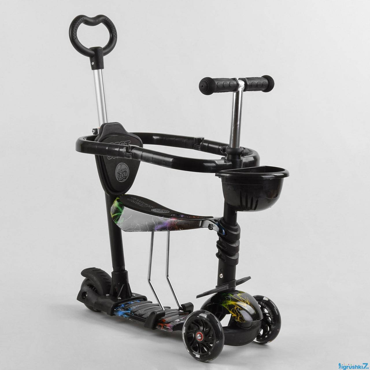 Самокат 5в1 Best Scooter с защитным бампером, колеса PU 120 мм с подсветкой, родительская ручка, сиденье, Черный
Самокат 5в1 Best Scooter с защитным бампером, колеса PU 120 мм с подсветкой, родительская ручка, сиденье, Черный
