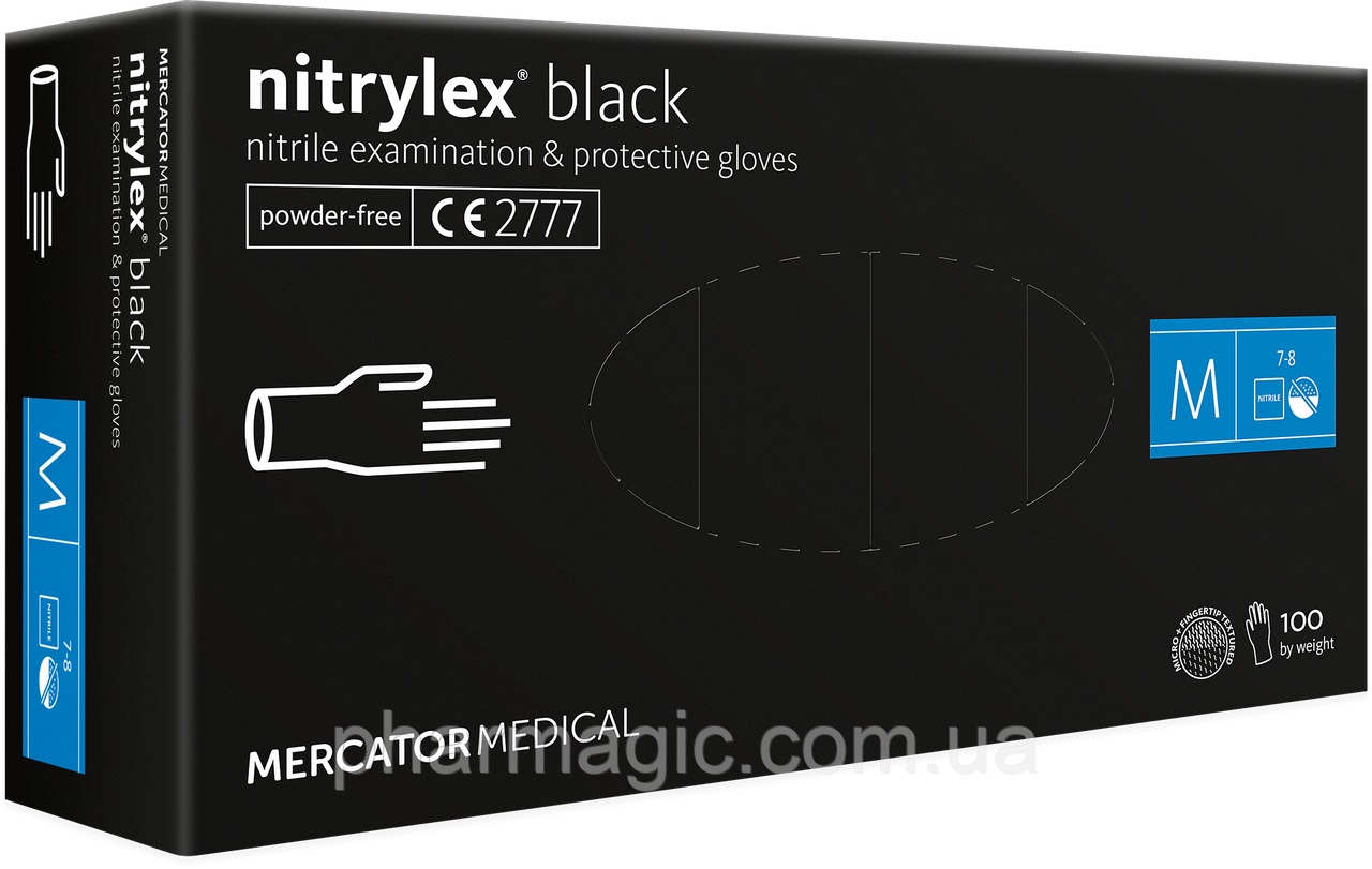 Перчатки медицинские нитриловые (рукавиці нітрилові) MERCATOR MEDICAL Nitrylex Black 100 шт. size, Черный
Перчатки медицинские нитриловые (рукавиці нітрилові) MERCATOR MEDICAL Nitrylex Black 100 шт. size, Черный