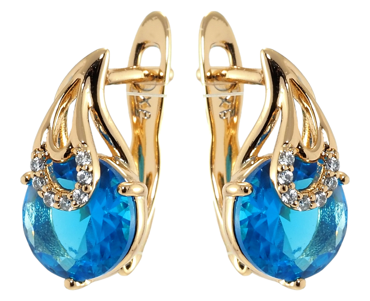 Серьги Xuping Позолота 18K английский замок "Голубые фианиты с петельками" 
Серьги Xuping Позолота 18K английский замок "Голубые фианиты с петельками"