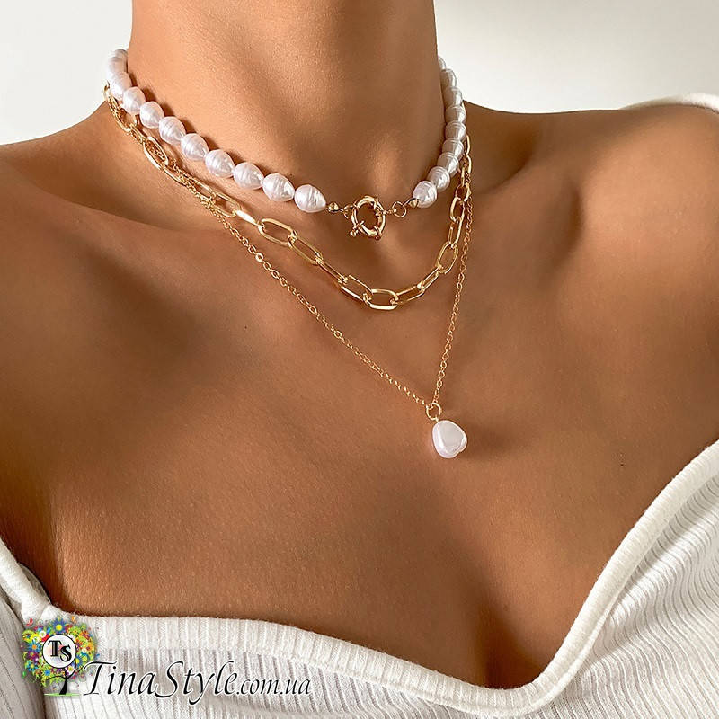 Колье Чокер на шею цепь с жемчуг колье цепочка золотой цвет Подвеска Choker 
Колье Чокер на шею цепь с жемчуг колье цепочка золотой цвет Подвеска Choker
