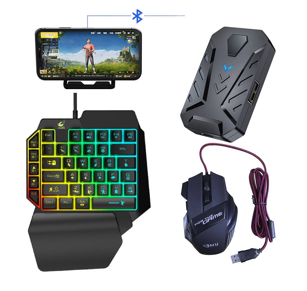 Мобильный игровой Bluetooth адаптер с аккумулятором, игровой клавиатурой и мышкой Union Sundy PUBG Mobile Mix2, Черный
Мобильный игровой Bluetooth адаптер с аккумулятором, игровой клавиатурой и мышкой Union Sundy PUBG Mobile Mix2, Черный