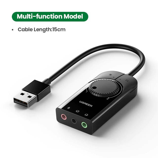 Внешняя звуковая карта Ugreen CM129 Multi-function с регулятором громкости -15cm, USB 2.0
Внешняя звуковая карта Ugreen CM129 Multi-function с регулятором громкости -15cm, USB 2.0