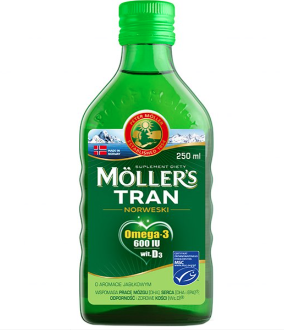 Mollers Tran Omega-3 Рыбий Жир с Витамином D3, А и Е с Яблочным Вкусом Для Детей Старше 3 лет
Mollers Tran Omega-3 Рыбий Жир с Витамином D3, А и Е с Яблочным Вкусом Для Детей Старше 3 лет