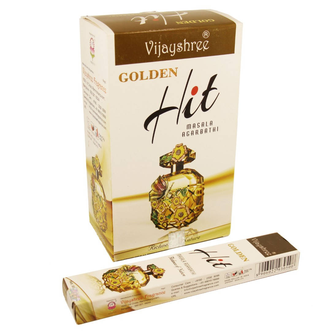 Ароматические палочки Golden Hit, Vijayshree 15 грамм - "Золотой Хит" благовония из Индии масала
Ароматические палочки Golden Hit, Vijayshree 15 грамм - "Золотой Хит" благовония из Индии масала