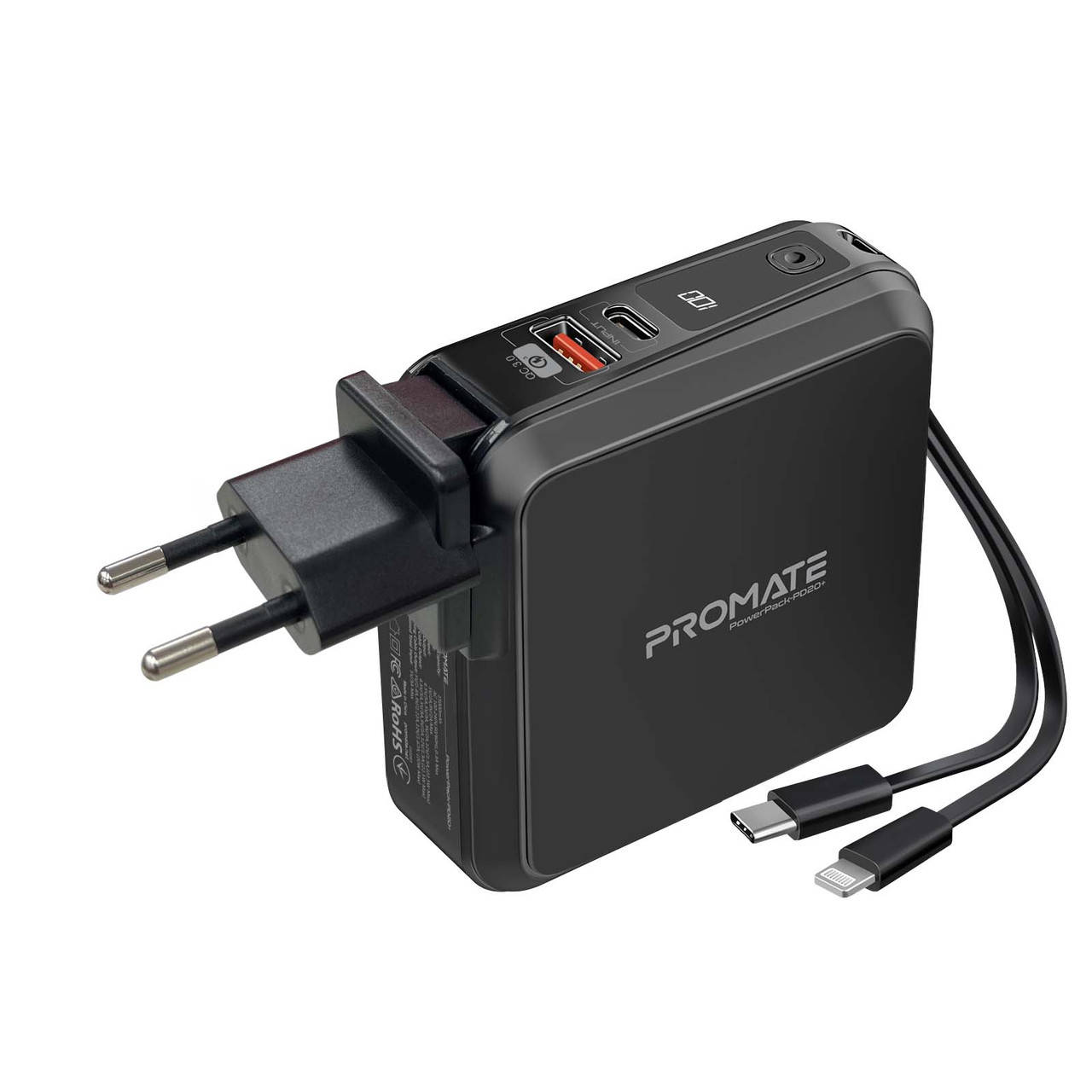 УМБ Promate PowerPack-PD20+ 15000 мАч, 22.5 Вт PD USB-А порт, 22.5 Вт PD USB-С кабель, 20 Вт Lightning Black
УМБ Promate PowerPack-PD20+ 15000 мАч, 22.5 Вт PD USB-А порт, 22.5 Вт PD USB-С кабель, 20 Вт Lightning Black