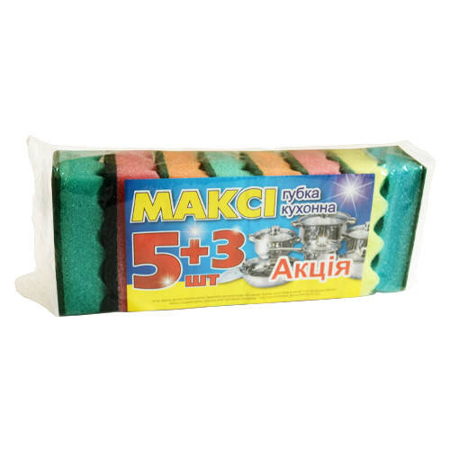 Губка кухонная для мытья посуды рельефная "Макси" 5+3 шт/уп / Губка поролоновая для мытья посуды, Разные цвета
Губка кухонная для мытья посуды рельефная "Макси" 5+3 шт/уп / Губка поролоновая для мытья посуды, Разные цвета