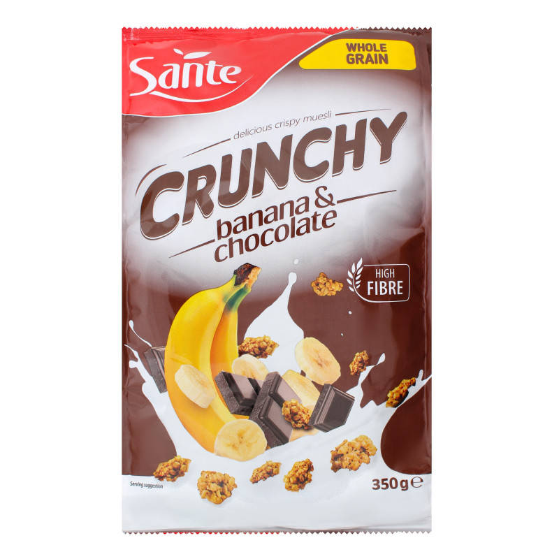 Сухие завтраки кранчи цельнозерновые шоколадно- банановые Sante Crunchy, 350г, мюсли, сухие завтраки
Сухие завтраки кранчи цельнозерновые шоколадно- банановые Sante Crunchy, 350г, мюсли, сухие завтраки