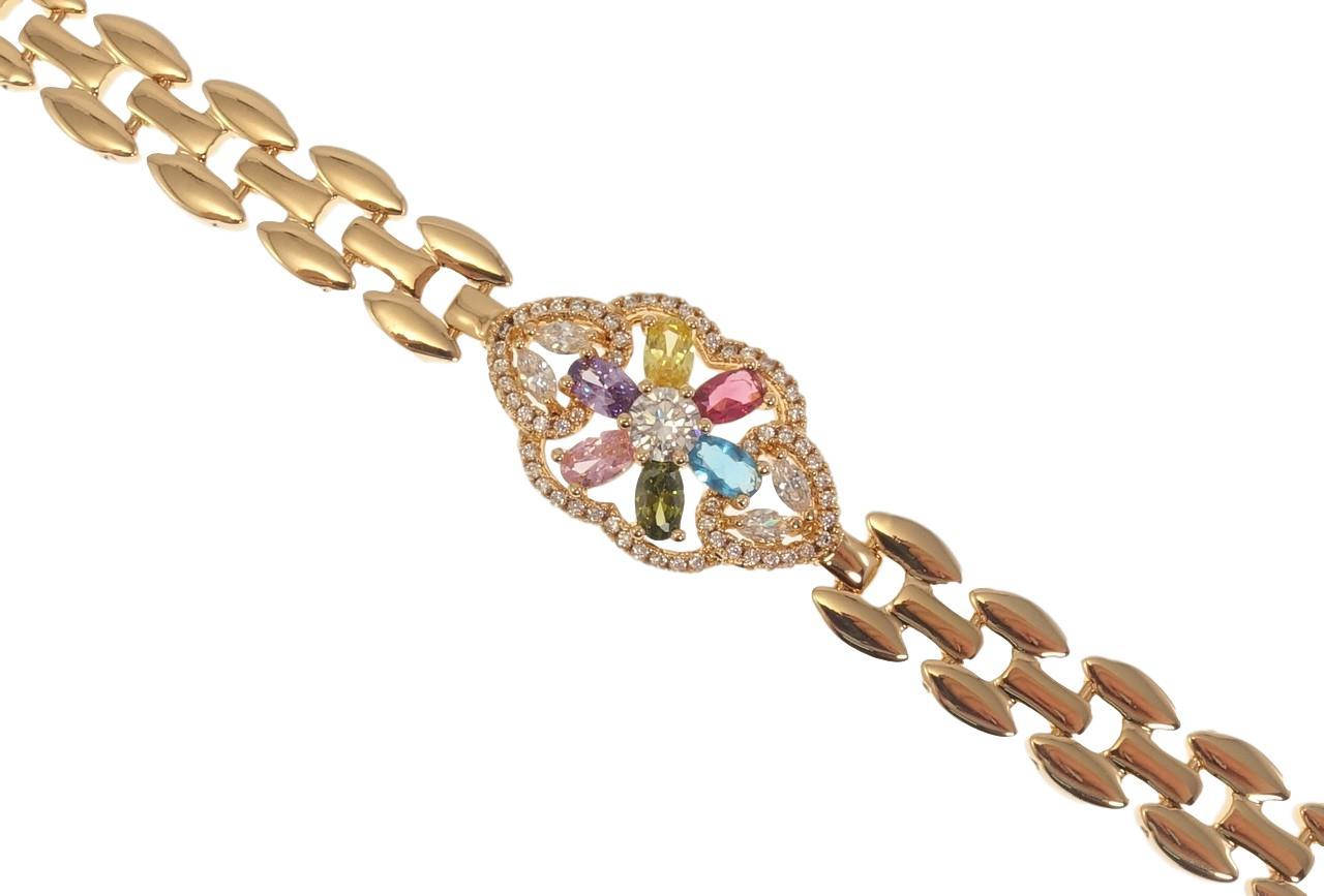 Браслет Xuping Позолота 18K "Браслетное Плетение Вставка Цветок Разноцветные Кристаллы" длина 18.5см х 9-15мм 
Браслет Xuping Позолота 18K "Браслетное Плетение Вставка Цветок Разноцветные Кристаллы" длина 18.5см х 9-15мм