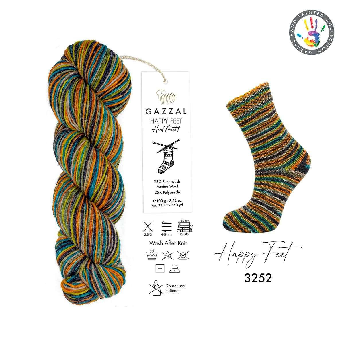 Gazzal Happy Feet (Газзал Хеппи Фит) № 3252 (Пряжа для носков, мериносовая шерсть, нитки для вязания), Разные цвета
Gazzal Happy Feet (Газзал Хеппи Фит) № 3252 (Пряжа для носков, мериносовая шерсть, нитки для вязания), Разные цвета