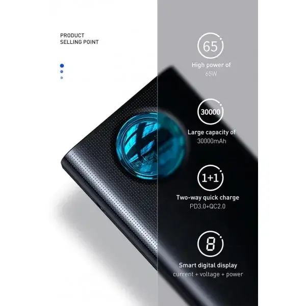 Дополнительный аккумулятор Baseus Power Bank Amblight Quick Charge PPLG-A01 Black 30000mAh
Дополнительный аккумулятор Baseus Power Bank Amblight Quick Charge PPLG-A01 Black 30000mAh