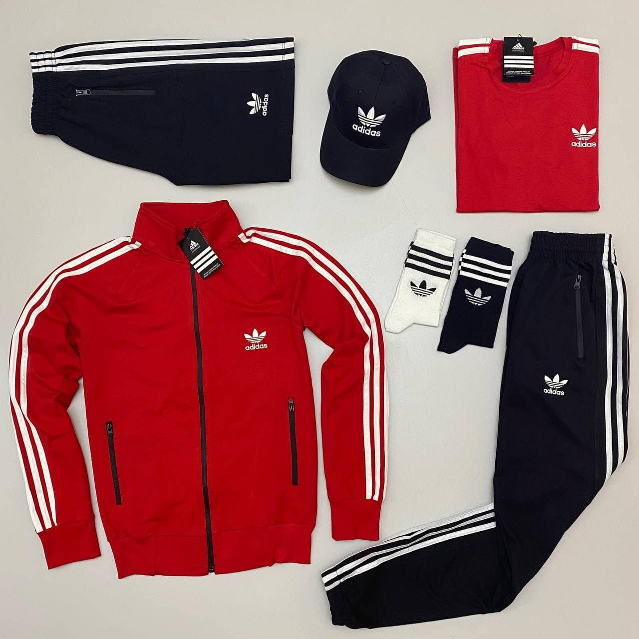 Мужской спортивный костюм Adidas Адидас кофта с молнией шорты и кепка носки в подарок 7в1 черный с красным
Мужской спортивный костюм Adidas Адидас кофта с молнией шорты и кепка носки в подарок 7в1 черный с красным