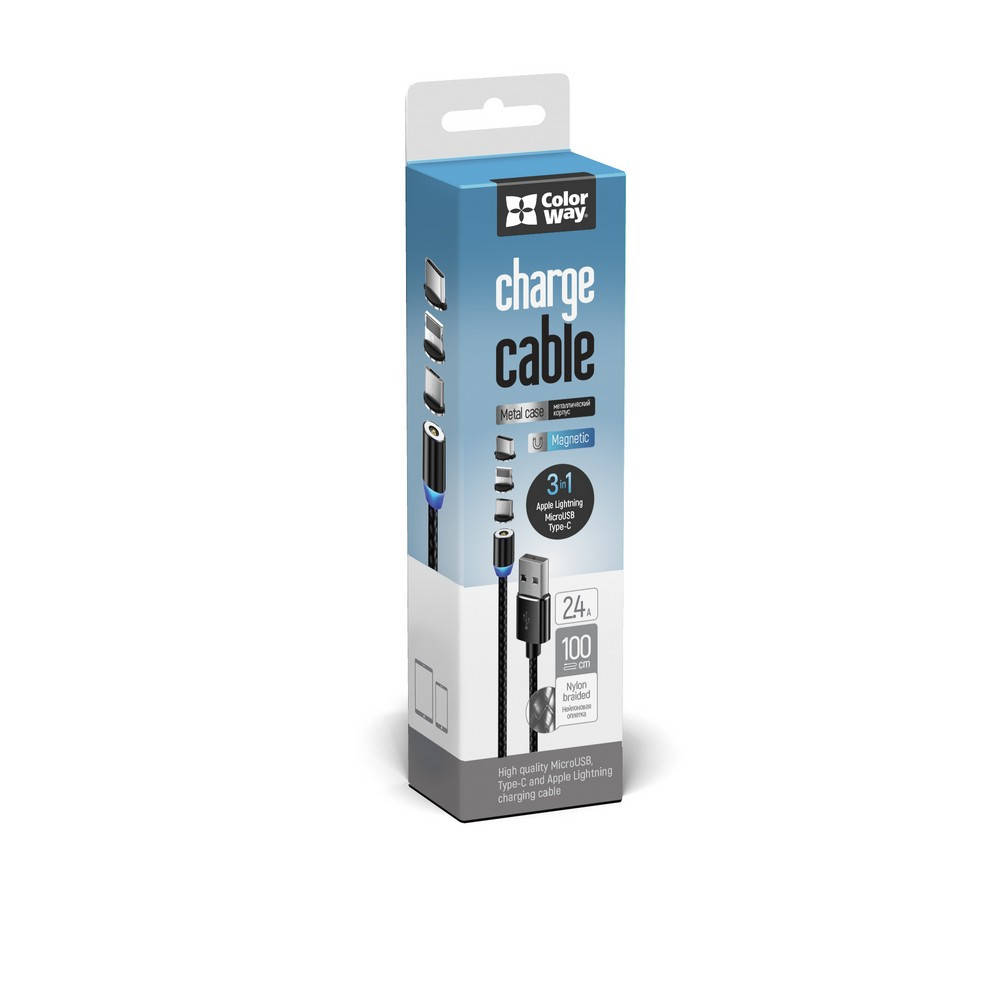 Кабель USB - 3 в 1 Magnetic 2.4А Lightning+MicroUSB+Type-C (черный 1м) CW-CBUU020-BK ColorWay
Кабель USB - 3 в 1 Magnetic 2.4А Lightning+MicroUSB+Type-C (черный 1м) CW-CBUU020-BK ColorWay