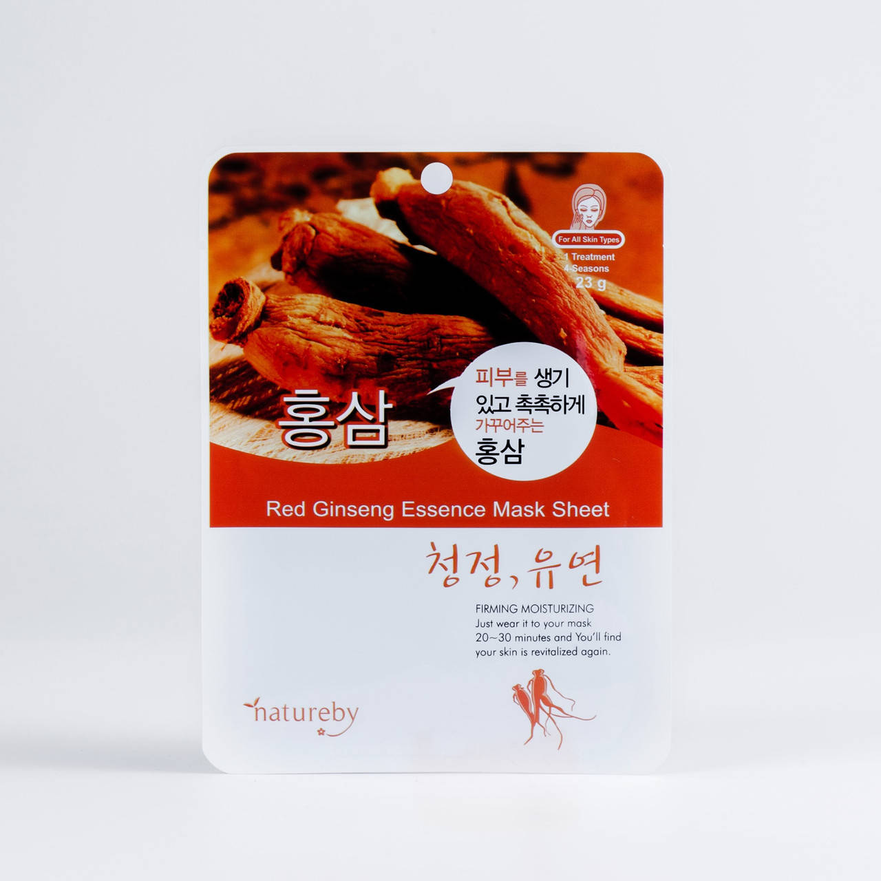 Тканевая маска для лица с экстрактом корня женьшеня Natureby Red Ginseng Essence Mask Sheet
Тканевая маска для лица с экстрактом корня женьшеня Natureby Red Ginseng Essence Mask Sheet