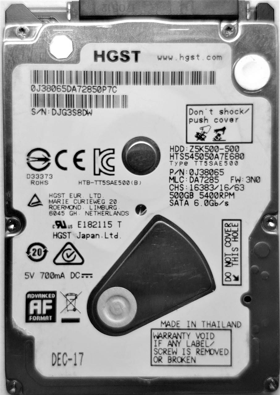 Жесткий диск HDD 500GB 5400rpm 8MB SATA III 2.5 Slim Hitachi Z5K500-500 HTS545050A7E680
Жесткий диск HDD 500GB 5400rpm 8MB SATA III 2.5 Slim Hitachi Z5K500-500 HTS545050A7E680