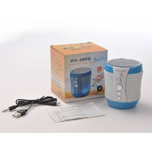 Портативная колонка Bluetooth WS-1805+ со светомузыкой
Портативная колонка Bluetooth WS-1805+ со светомузыкой