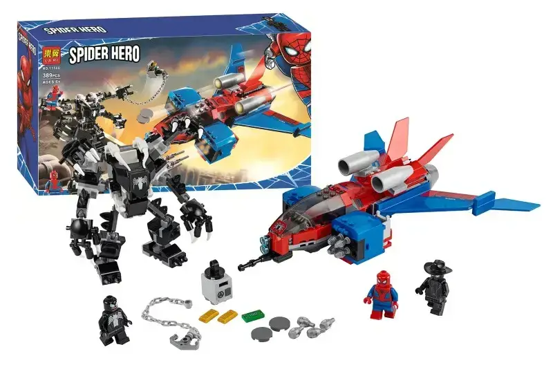 Конструктор "SUPER HEROES" "SPIDERMAN: Реактивный самолёт Человека-паука против робота Венома" 389 дет. 11500, Черный
Конструктор "SUPER HEROES" "SPIDERMAN: Реактивный самолёт Человека-паука против робота Венома" 389 дет. 11500, Черный