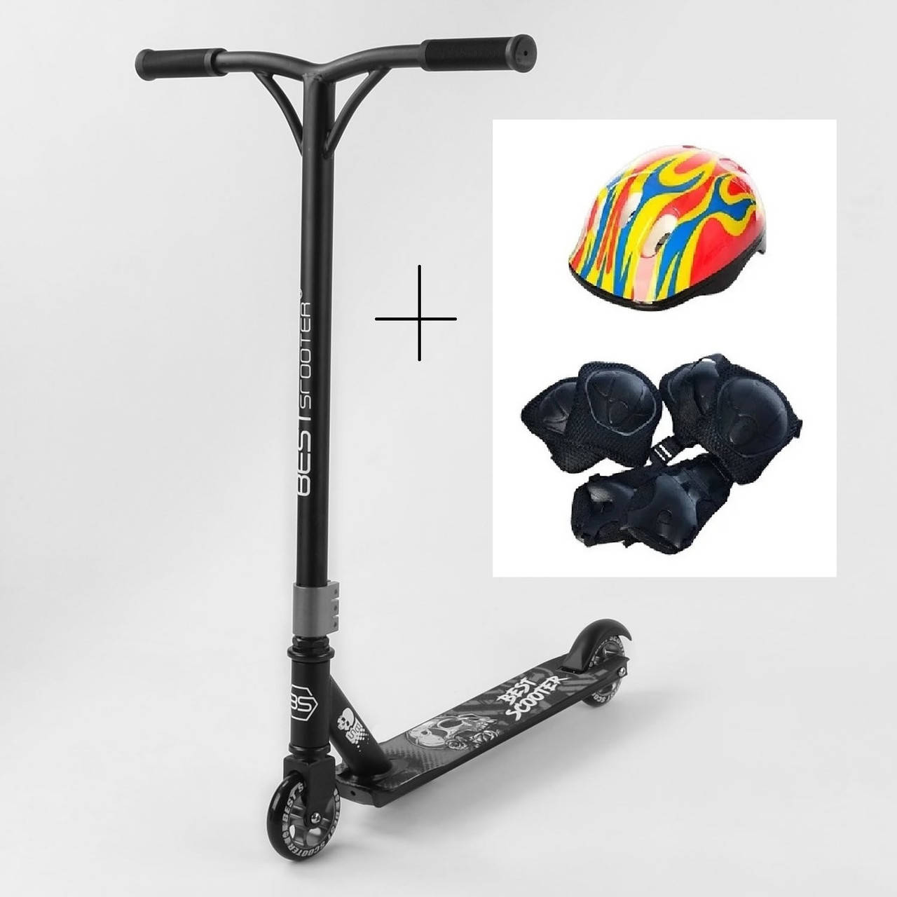 Самокат трюковый Best Scooter двухколесный колеса 100 мм алюминиевый диск Черный с защитой (224883161)
Самокат трюковый Best Scooter двухколесный колеса 100 мм алюминиевый диск Черный с защитой (224883161)
