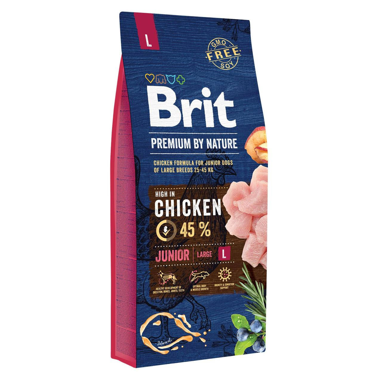 Сухой корм для щенков и молодых собак крупных пород Brit Premium Dog Junior L с курицей 15 кг
Сухой корм для щенков и молодых собак крупных пород Brit Premium Dog Junior L с курицей 15 кг