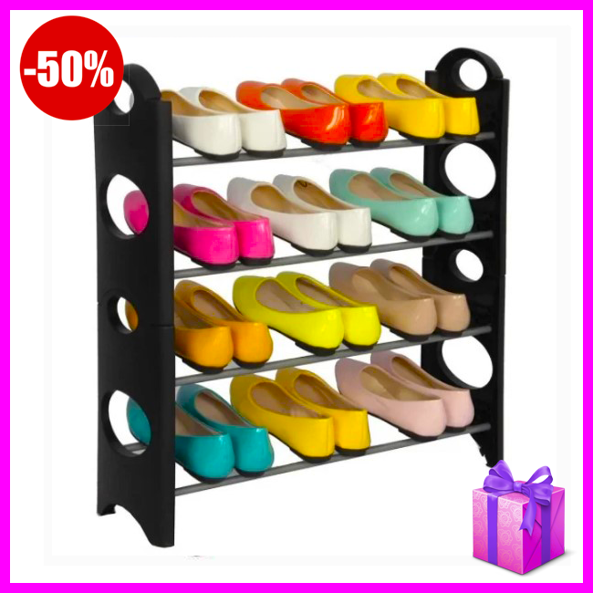 Полка для обуви Shoe rack (4 полки, 12 пар), универсальная полка органайзер для обуви, Черный
Полка для обуви Shoe rack (4 полки, 12 пар), универсальная полка органайзер для обуви, Черный