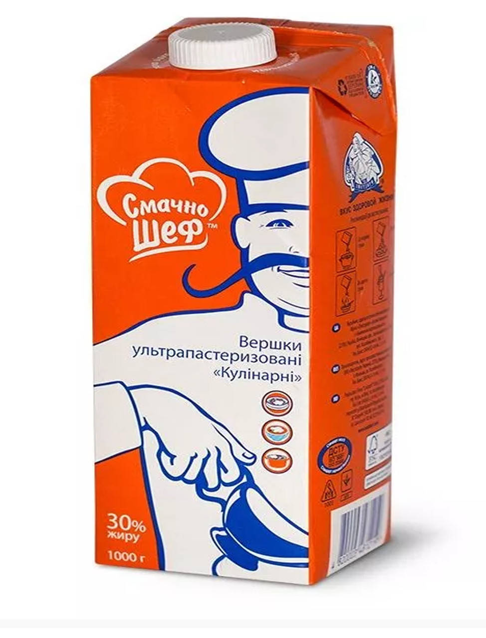 Вершки натуральні Смачно Шеф 30%, 1 л
Вершки натуральні Смачно Шеф 30%, 1 л