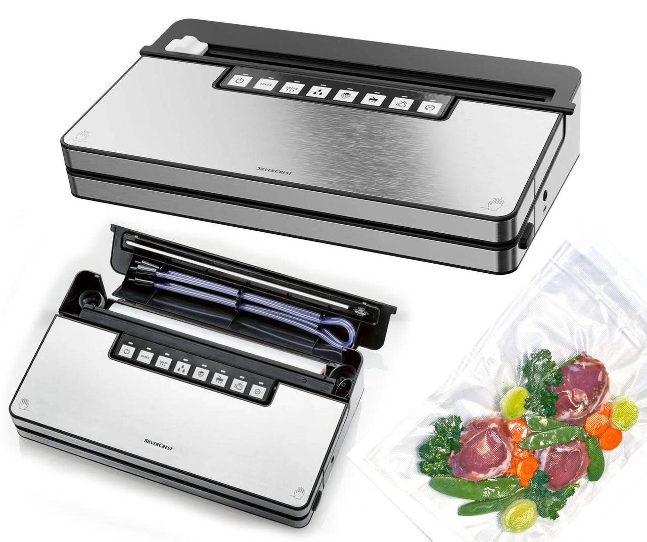 Вакуумный упаковщик, вакууматор Silver Crest SVEB 160 B2 (160 Вт, резак, Sous-Vide, Германия)
Вакуумный упаковщик, вакууматор Silver Crest SVEB 160 B2 (160 Вт, резак, Sous-Vide, Германия)
