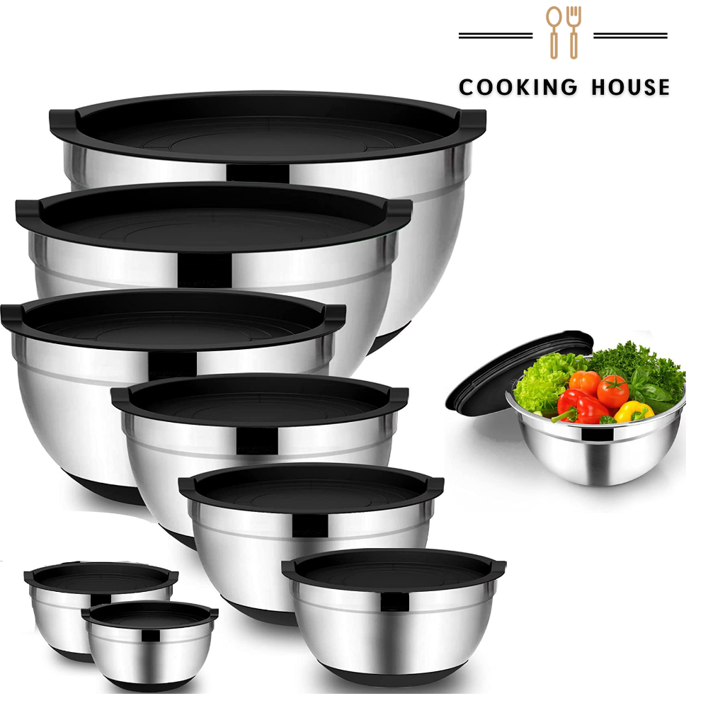 Набор металлических мисок Cooking House с силиконовым дном и крышкой — 8 шт (30-16 см), Черный
Набор металлических мисок Cooking House с силиконовым дном и крышкой — 8 шт (30-16 см), Черный