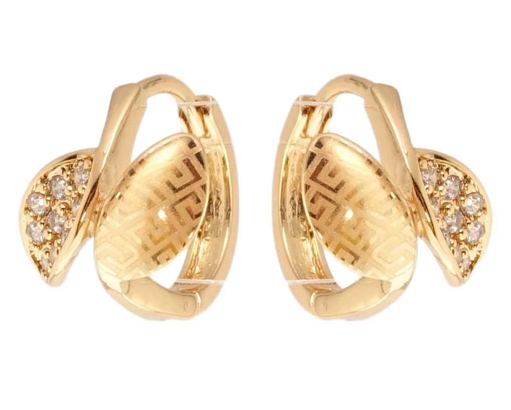 Серьги Xuping Позолота 18K колечки "Листики с меандровым узором напылением и цирконием"
Серьги Xuping Позолота 18K колечки "Листики с меандровым узором напылением и цирконием"