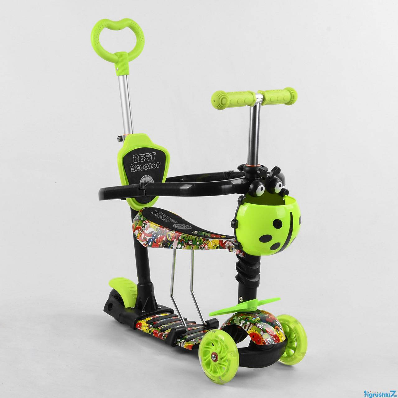 Самокат 5в1 Best Scooter с защитным бампером, колеса PU 120 мм с подсветкой, родительская ручка, сиденье, Салатовый
Самокат 5в1 Best Scooter с защитным бампером, колеса PU 120 мм с подсветкой, родительская ручка, сиденье, Салатовый