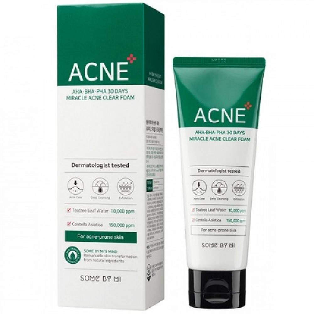 Пенка для умывания для проблемной кожи Some By Mi AHA.BHA.PHA 30 Days Miracle Acne Clear Foam, 100 ml
Пенка для умывания для проблемной кожи Some By Mi AHA.BHA.PHA 30 Days Miracle Acne Clear Foam, 100 ml