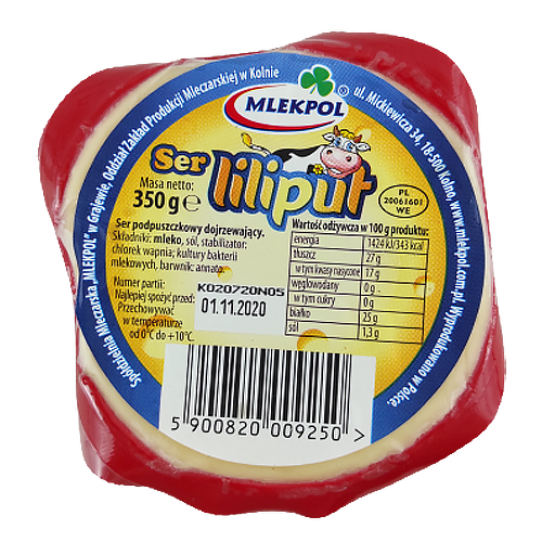 Сир Ліліпут Млекпол Liliput Mlekpol 350g 12шт/ящ (Код : 00-00001059)
Сир Ліліпут Млекпол Liliput Mlekpol 350g 12шт/ящ (Код : 00-00001059)
