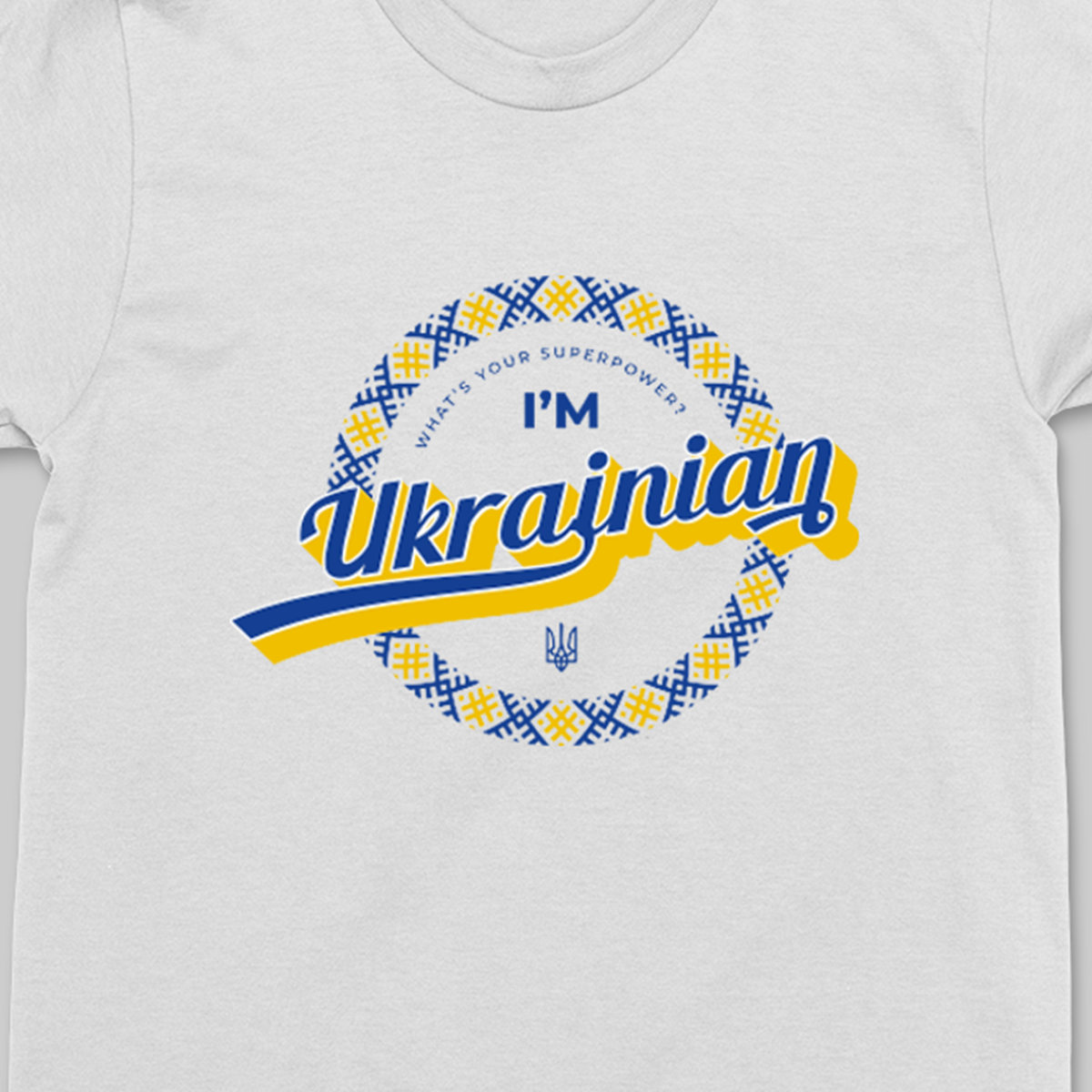Футболка мужская белая с надписью "What's your SUPERPOWER I'm Ukrainian" / патриотический дизайн
Футболка мужская белая с надписью "What's your SUPERPOWER I'm Ukrainian" / патриотический дизайн