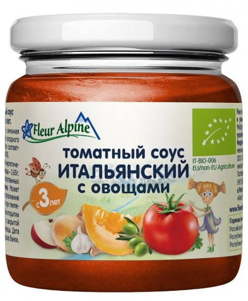 Fleur Alpine Organic Детское томатный соус Итальянский с овощами, 95 мл (с 3 лет) для всей семьи
Fleur Alpine Organic Детское томатный соус Итальянский с овощами, 95 мл (с 3 лет) для всей семьи