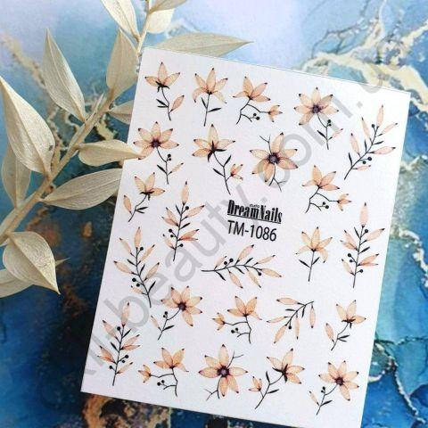 Слайдер-дизайн «Цветы» TM - 1086 Dream Nails (водные наклейки) 
Слайдер-дизайн «Цветы» TM - 1086 Dream Nails (водные наклейки)