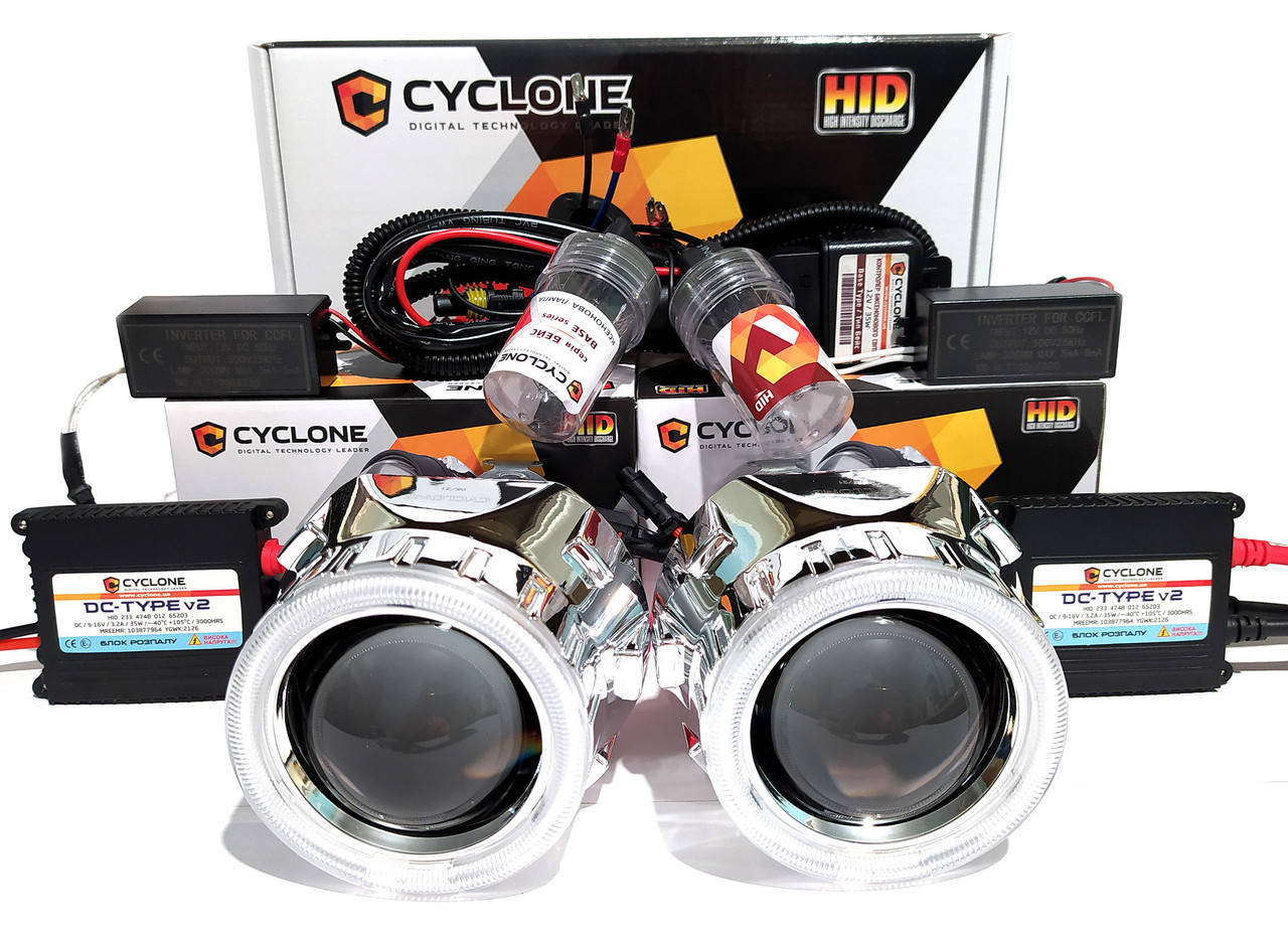 Биксеноновые линзы Cyclone Ultra Plus G5 с ангельскими глазками и ксенон комплект с проводкой
Биксеноновые линзы Cyclone Ultra Plus G5 с ангельскими глазками и ксенон комплект с проводкой