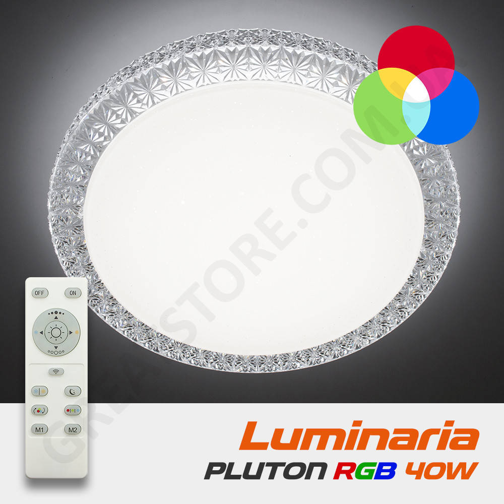 Светильник светодиодный потолочный LUMINARIA PLUTON 40W RGB R400 SHINY 220V IP20 с пультом ДУ
Светильник светодиодный потолочный LUMINARIA PLUTON 40W RGB R400 SHINY 220V IP20 с пультом ДУ