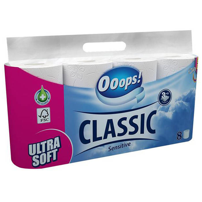 Туалетная бумага Ooops! Excellence 3-х слойная 8 шт 150 отрывов, Белый
Туалетная бумага Ooops! Excellence 3-х слойная 8 шт 150 отрывов, Белый