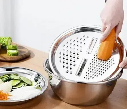 Миска из нержавеющей стали, многофункциональная тёрка Frico FRU-288 Миска 3 В 1 Тёрка и дуршлаг 26см., Серый
Миска из нержавеющей стали, многофункциональная тёрка Frico FRU-288 Миска 3 В 1 Тёрка и дуршлаг 26см., Серый