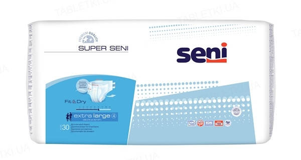 Подгузники для взрослых SUPER SENI extra large XL (4) 30шт
Подгузники для взрослых SUPER SENI extra large XL (4) 30шт