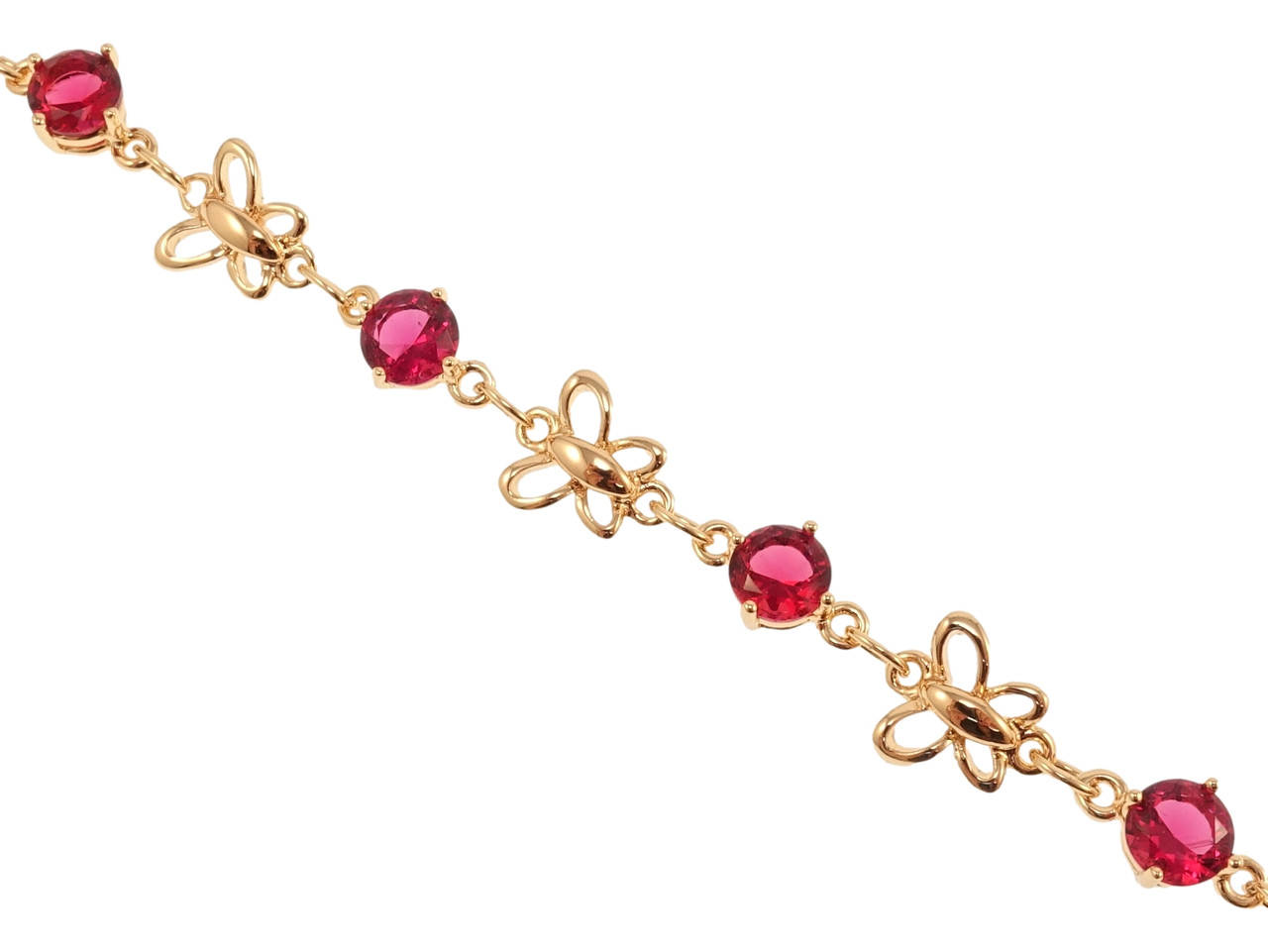 Браслет Xuping M&L желтый оттенок "Малиновые кристаллы с бабочками" длинна с доп.замком 17.5,21см х 8мм 
Браслет Xuping M&L желтый оттенок "Малиновые кристаллы с бабочками" длинна с доп.замком 17.5,21см х 8мм